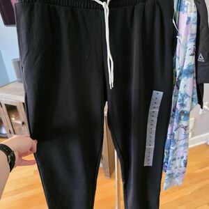Old Navy Black Track Pants with White Drawstring